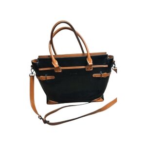 Enmain Briefcase Messenger 15.6", Laptop Satchel Elegant Black and Tan Handbag